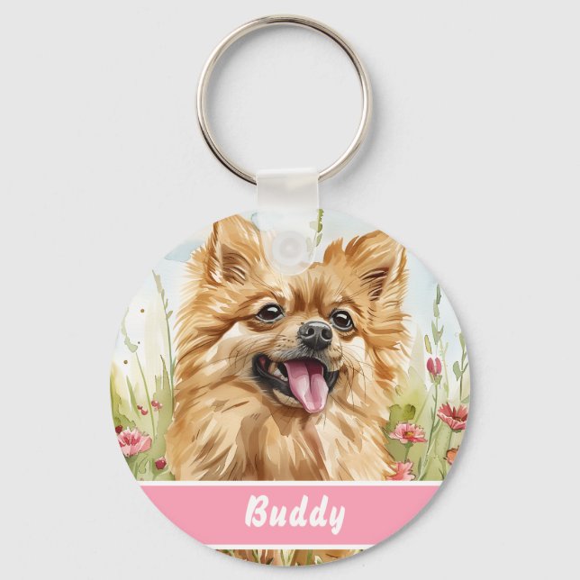 Chaveiro Pomeranian ID Tag – Add Name & Contact (Frente)