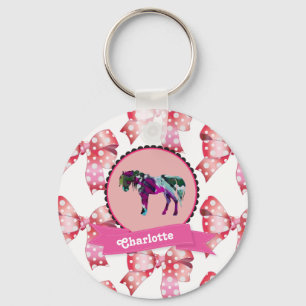 Chaveiro Pônei moderno cor-de-rosa bonito personalizado