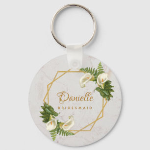 Chaveiro Ponte Calla Lily Marble Geométrico Dourado