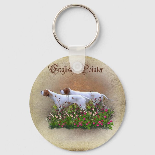 Chaveiro Ponteiro Inglês Tapeçaria Poster Triptych Acrylic  (Frente)