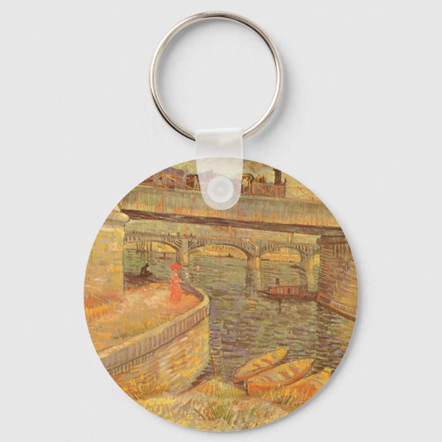 Chaveiro Pontes sobre o Sena por Vincent van Gogh (Frente)