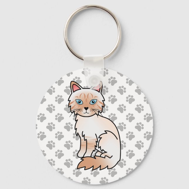 Chaveiro Ponto Vermelho Tabby Birman / Ragdoll Gato Fofo &  (Frente)