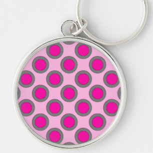 Chaveiro Pontos circundados retros, fúcsia, cinza e rosa