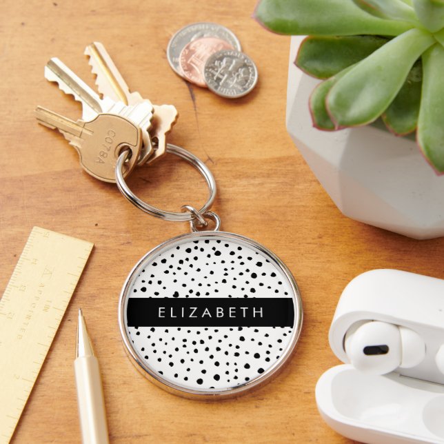 Chaveiro Pontos Dalmáticos, Pontos, Preto e Branco, Seu Nom (Mesa)
