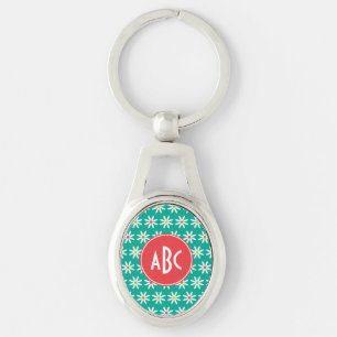 Chaveiro Pontos de Margarida Teal Monogramados