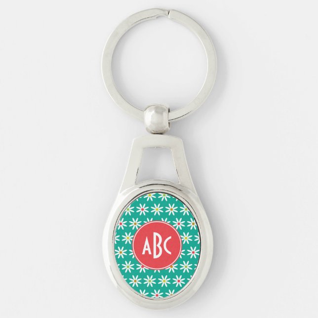 Chaveiro Pontos de Margarida Teal Monogramados (Frente)