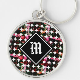 Chaveiro Pontos polka grunge Preto Vermelho Branco Abstrato