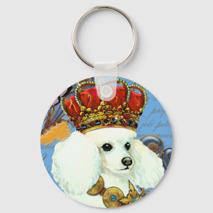 Chaveiro Poodle Branco Regal com retrato de Coroa