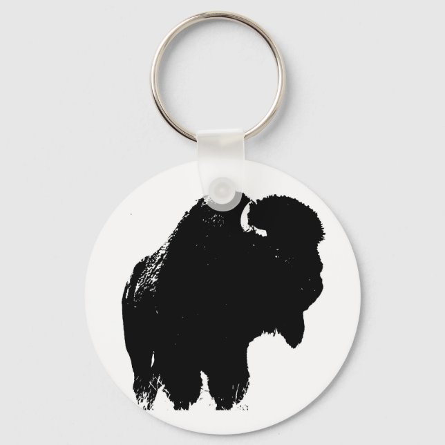 Chaveiro Pop Art Buffalo Bison Silhouette (Frente)