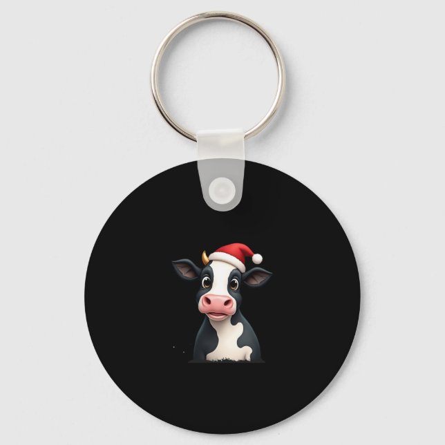 Chaveiro Pop Art Colorful Cow Christmas T-Shirt (1) (Frente)