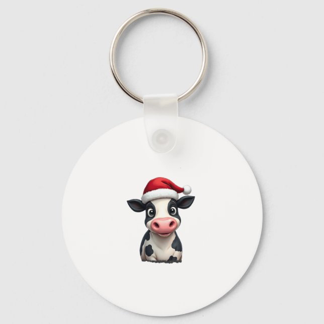 Chaveiro Pop Art Colorful Cow Christmas T-Shirt (3) (Frente)