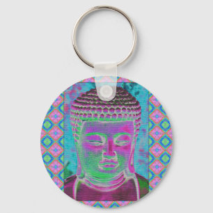 Chaveiro Pop de Buddha na magenta e na turquesa
