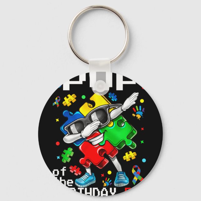 Chaveiro Pop do garoto de aniversário peça de quebra-cabeça (Frente)
