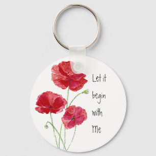 Chaveiro Poppies vermelhos personalizados Deixe-o começar c