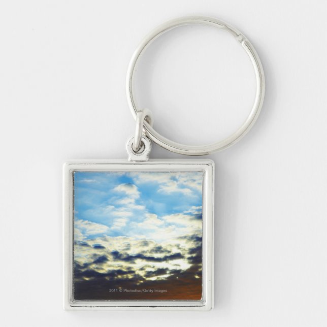 Chaveiro Por do sol azul alaranjado vermelho com nuvens (Frente)