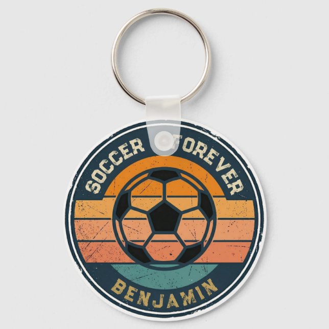 Chaveiro Pôr do Sol de Futebol Clássico Com Nome de Fã Pers (Frente)