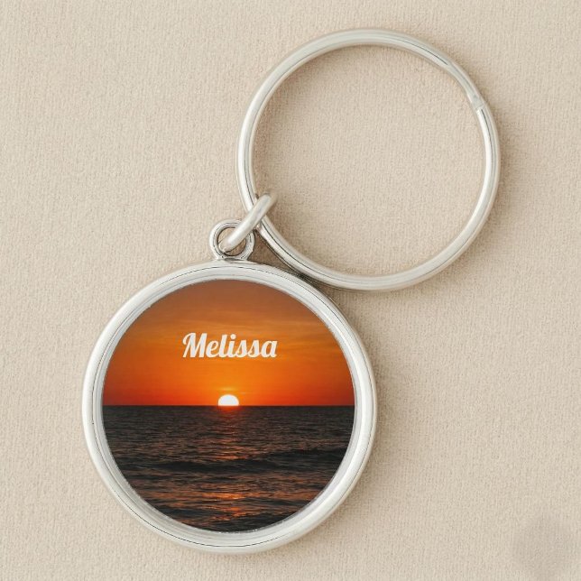Chaveiro Pôr do Sol Oceano Nome Personalizado (Criador carregado)