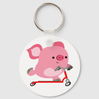 Chaveiro Porco de desenho em Patinete