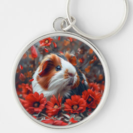 Chaveiro Porco-guineense entre Flores Vermelhas