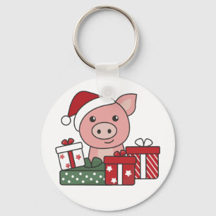 Chaveiro Porco Natal Presente Animais de inverno Porcos Cha