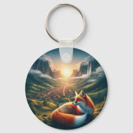 Chaveiro Porta-chaves, raposa vermelha de dia e de noite
