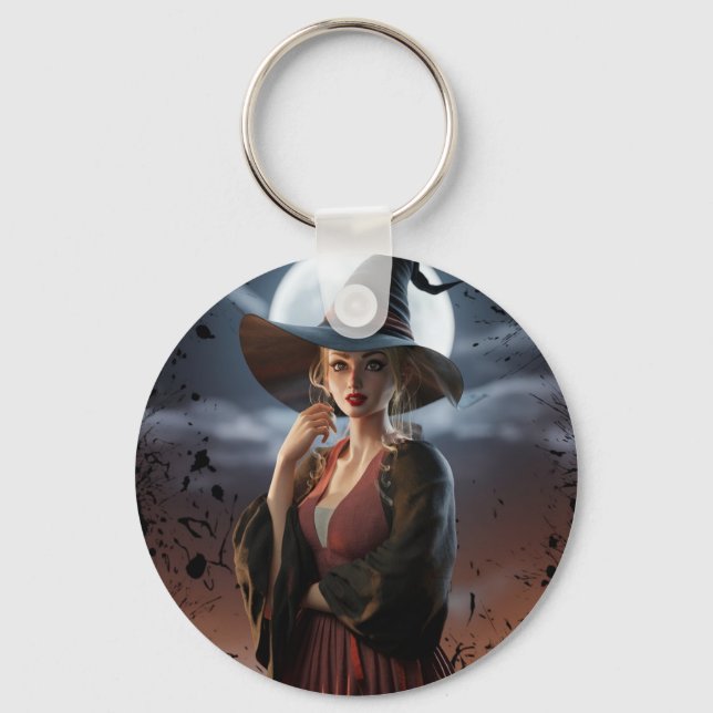 Chaveiro Porta copos de Lua Completa da Bruxa Mística (Frente)