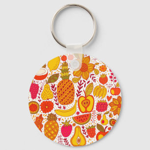 Chaveiro Portas de fruta: Padrão de Vintage de Verão.