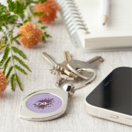 Chaveiro Porte-clé Métal  - Bouquet de Violettes 