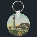 Chaveiro Portland Head Light Watercolor<br><div class="desc">Portland Head Lighthouse watercolor painting shows the iconic Maine lighthouse at sunrise. The artwork is created with watercolor washes over a detailed pencil drawing evoking a timeless image which speaks to how long Portland Head Light has stood watch over the entrance to Casco Bay. It is the first lighthouse commissioned...</div>