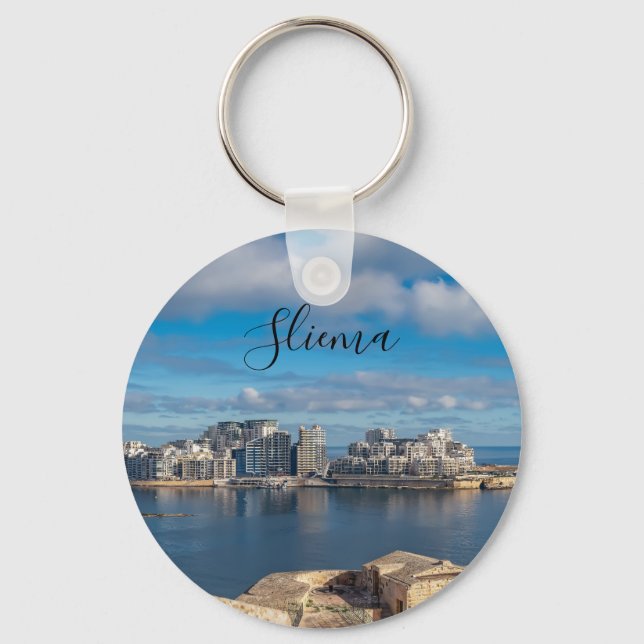 Chaveiro Porto de Sliema e arranha-céus em Malta (Frente)