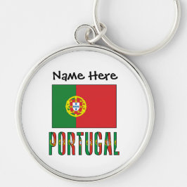 Chaveiro Portugal e a bandeira portuguesa com o seu nome