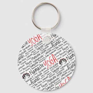 Chaveiro Posições de Yoga Vermelha e Preta Elegante Lotus B