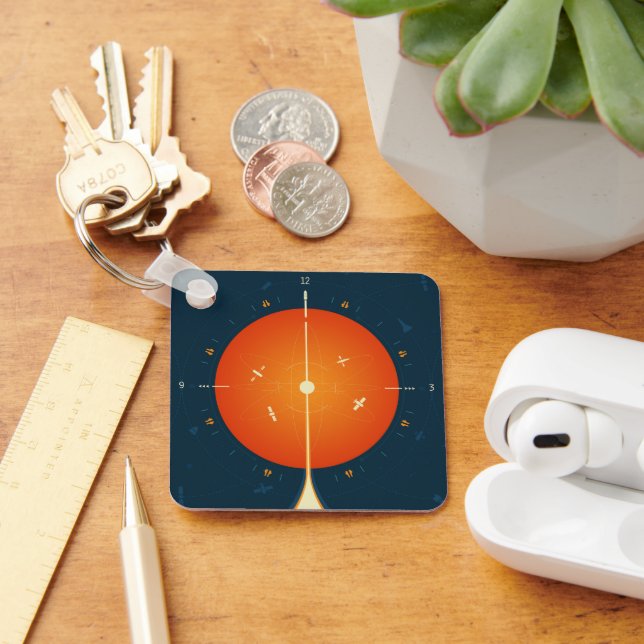 Chaveiro Poster de relógio atômico de espaço profundo, vers (Mesa)