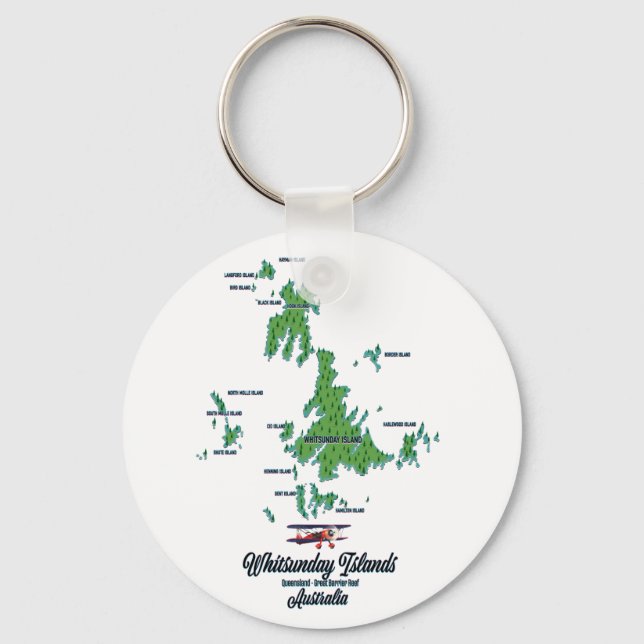 Chaveiro Poster do mapa das Ilhas Whitsunday (Frente)