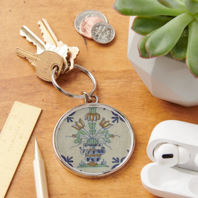 Chaveiro Pote De Flor Antiquado Com Azulejo Delft (Mesa)