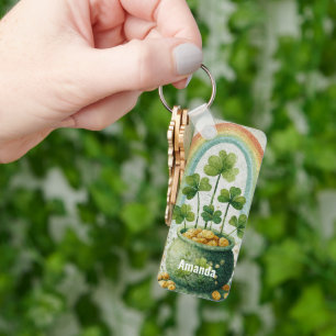 Chaveiro Pote de Ouro e Arco-íris Vintage