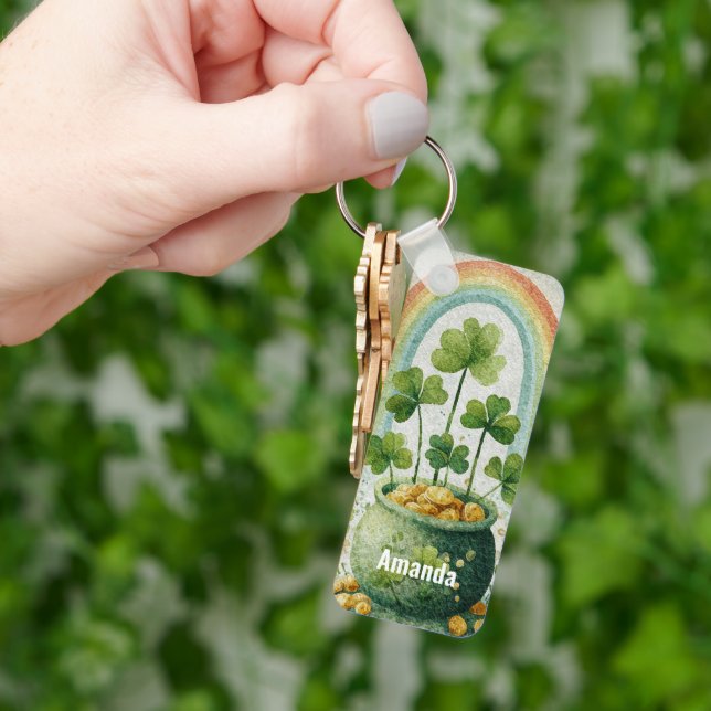 Chaveiro Pote de Ouro e Arco-íris Vintage (Mão)