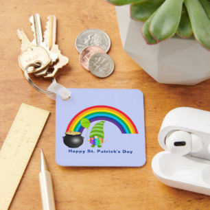 Chaveiro Pote Rainbow Gnomo da Dourada St Paddys Day Metal 