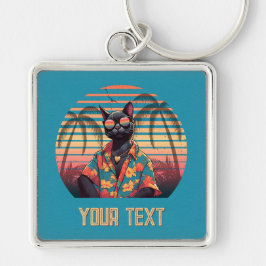 Chaveiro Praça de Atitude de Gato Tropical do eterno