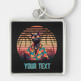 Chaveiro Praça de Atitude de Gato Tropical do eterno