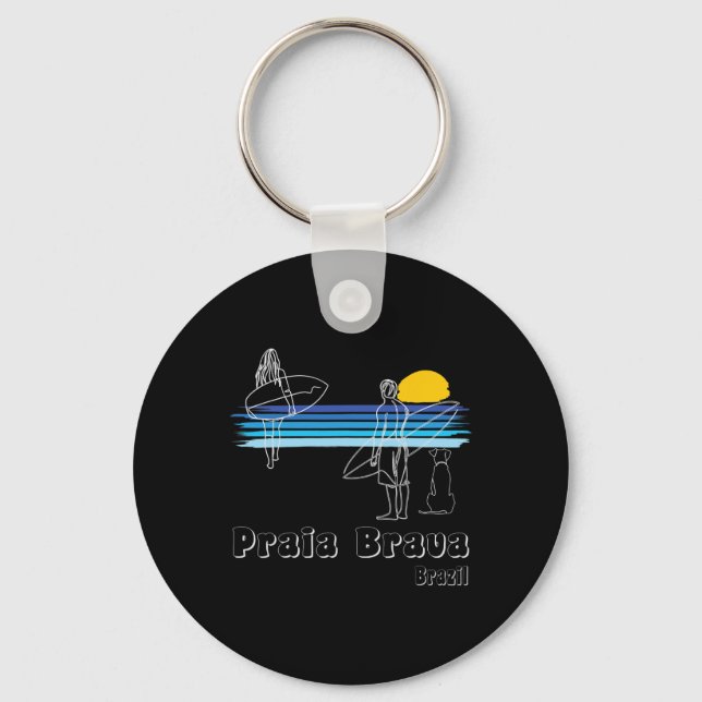 Chaveiro Praia Brava Brasil, Praia de Surf Surf Guy Com Cac (Frente)