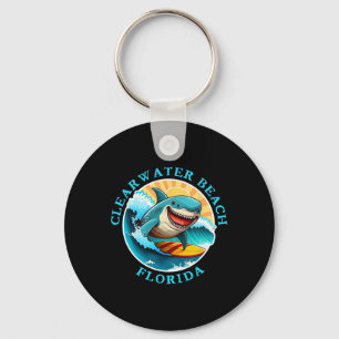 Chaveiro Praia Clearwater Flórida Feliz Surfando Tubarão Le