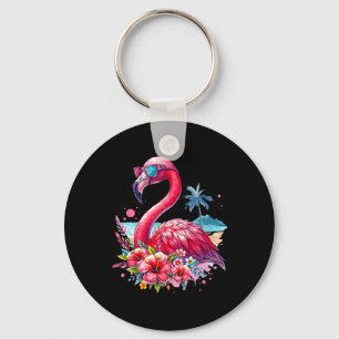 Chaveiro Praia de Flamingo Rosa Vibrações de Verão Palmeira