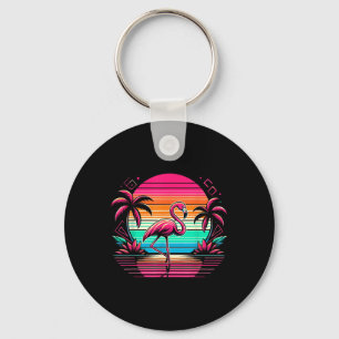 Chaveiro Praia de Flamingo Rosa Vibrações de Verão Palmeira