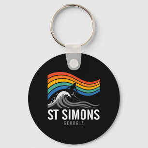 Chaveiro Praia de St Simons Geórgia Surfista Surfando Homen