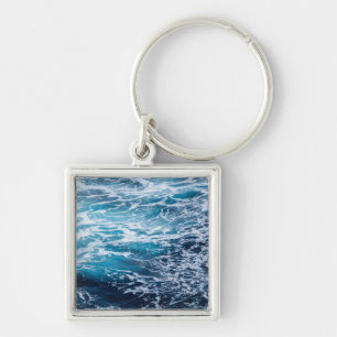 Chaveiro Praia de Verão do Oceano Azul de Ondas