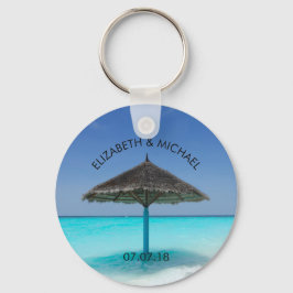 Chaveiro Praia Tropical com Casamento de Guarda-chuvas Atin