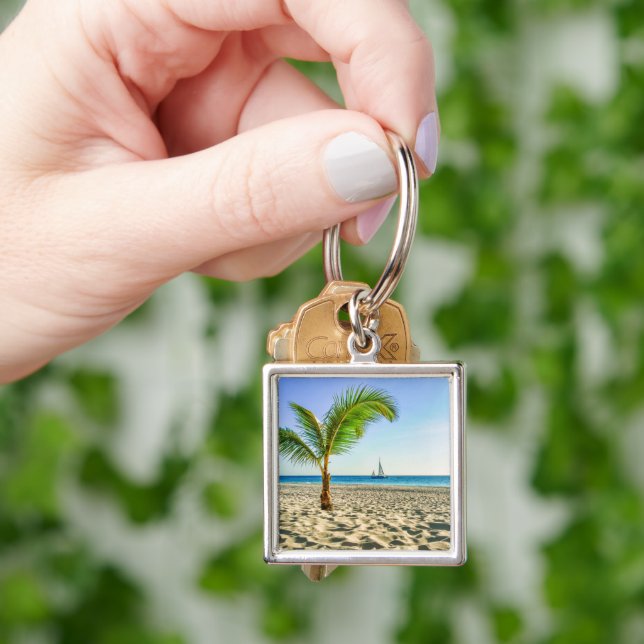 Chaveiro Praias Tropicais | Maré, Palm Tree, Aruba (Mão)