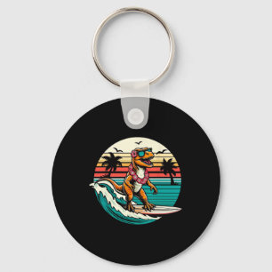 Chaveiro Prancha de Surf de Dinossauro Engraçado Praia Verã