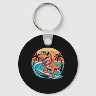 Chaveiro Prancha de surf de dinossauro engraçado praia verã